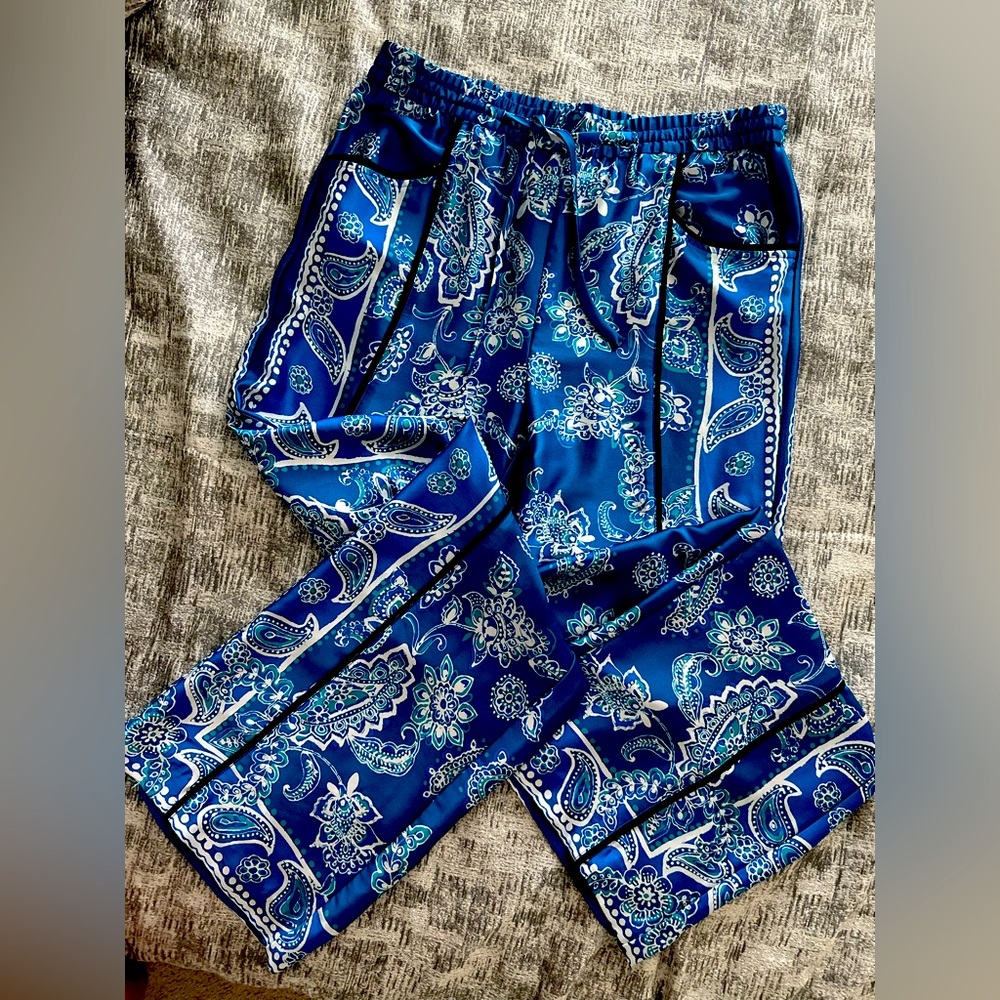 INC blue print pants
